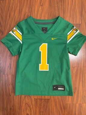 Nike Oregon Ducks Football Jersey Donald Duck Kids 4 Green Yellow Number 1
